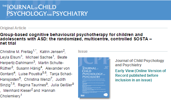 Group‐based cognitive behavioural psychotherapy for children and adolescents with ASD: the randomized, multicentre, controlled SOSTA–net trial