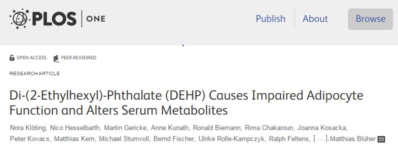 Di-(2-Ethylhexyl)-Phthalate (DEHP) Causes Impaired Adipocyte Function and Alters Serum Metabolites