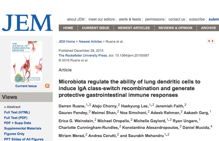 Ruane D. et al. Microbiota regulate the ability of lung dendritic cells to induce IgA class-switch recombination and generate protective gastrointestinal immune responses //The Journal of experimental medicine. – 2015. – С. jem. 20150567.