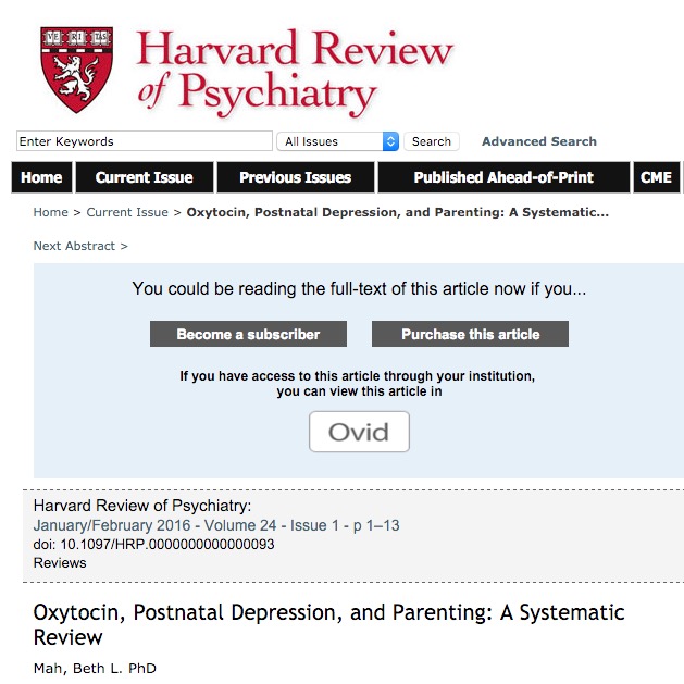 Mah B. L. Oxytocin, Postnatal Depression, and Parenting: A Systematic Review //Harvard review of psychiatry. – 2016. – Т. 24. – №. 1. – С. 1-13.