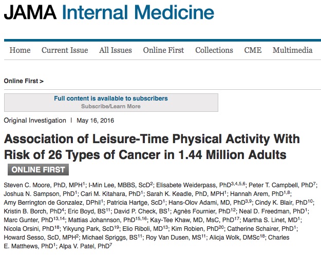 ходьба, рак, JAMA Internal Medicine