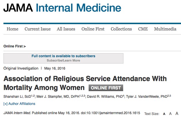 религия, женщины, смерть, JAMA Internal Medicine