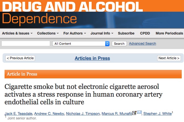 электронные сигареты, Drug and Alcohol Dependence