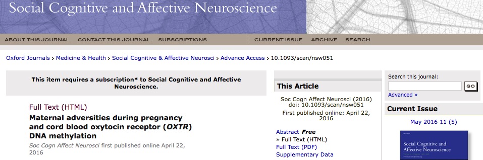 стресс, дети, Social Cognitive and Affective Neuroscience