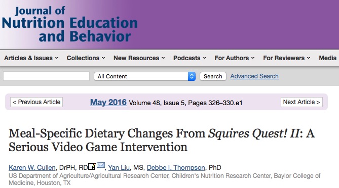 видеоигры, овощи, фрукты, Journal of Nutrition Education and Behavior