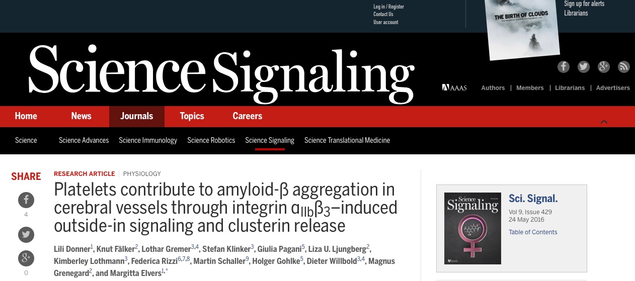 болезнь Альцгеймера, Science Signaling