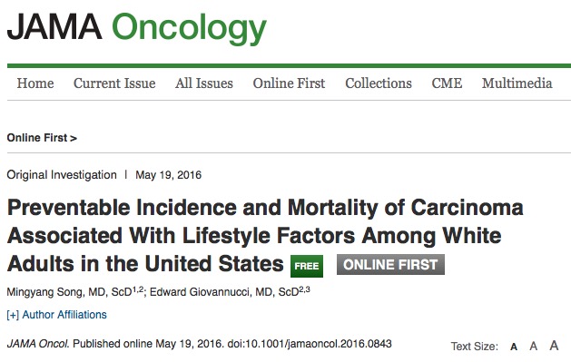 рак, здоровый образ жизни, JAMA Oncology