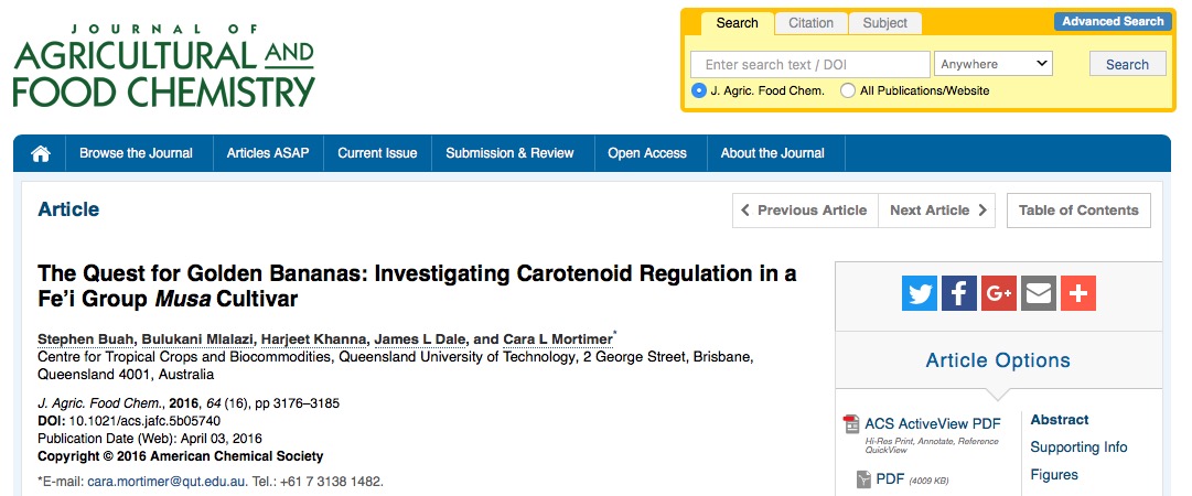 бананы, слепота, Journal of agricultural and food chemistry, витамин А