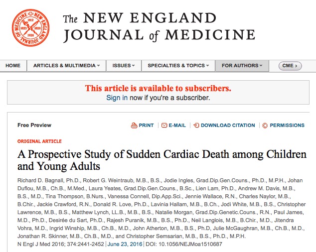 сердечно-сосудистые заболевания, New England Journal of Medicine