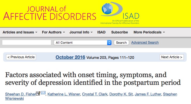 послеродовая депрессия, Journal of Affective Disorders