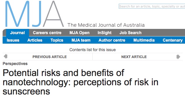 солнцезащитный крем, Medical Journal of Australia