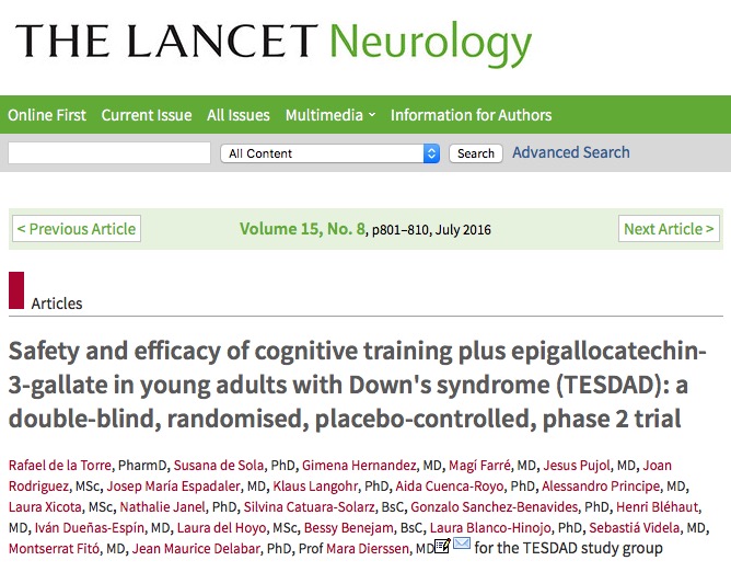 золенный чай, синдром Дауна, The Lancet Neurology