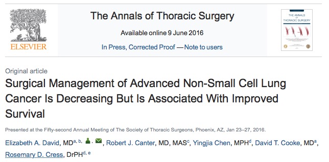 рак легких, The Annals of Thoracic Surgery