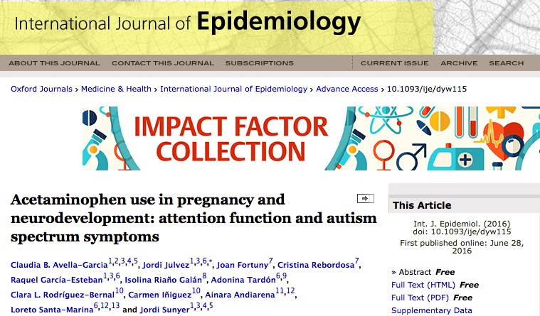 парацетамол, аутизм, СДВГ, International Journal of Epidemiology