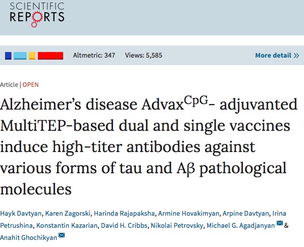 болезнь Альцгеймера, Scientific Reports