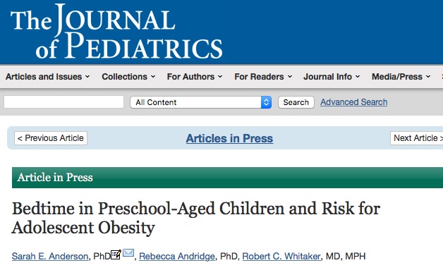 ожирение, сон, The Journal of Pediatrics