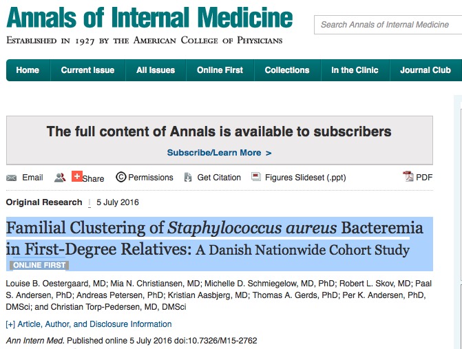 стафилококк, Annals of Internal Medicine
