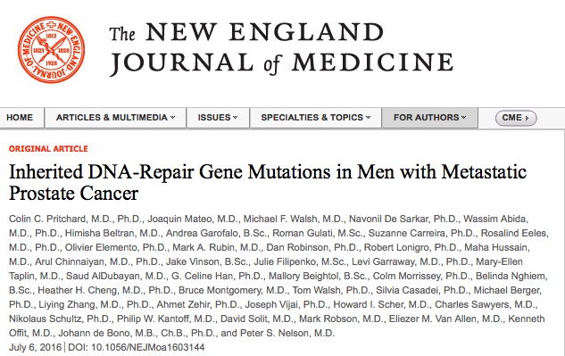 рак предстательной железы, New England Journal of Medicine