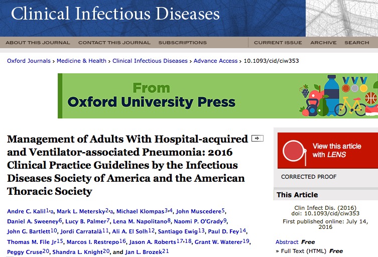 антибиотики, пневмония, Clinical Infectious Diseases