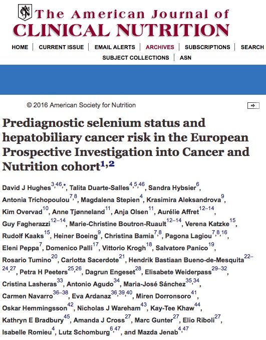 рак печени, The American Journal of Clinical Nutrition
