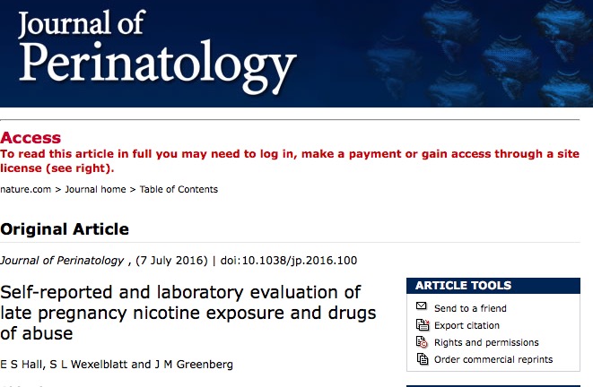 курение, беременность, Journal of Perinatology