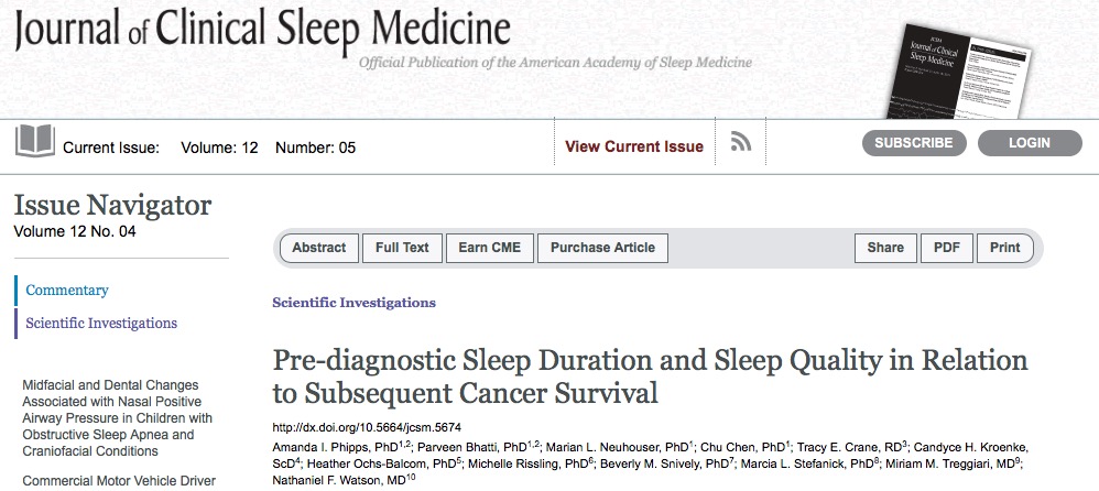 храп, сон, рак молочной железы, Journal of Clinical Sleep Medicine